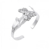 Mermaid Drive Twin Dolphin Sterling Silver Cuff Bracelet TBA191 - Bangles